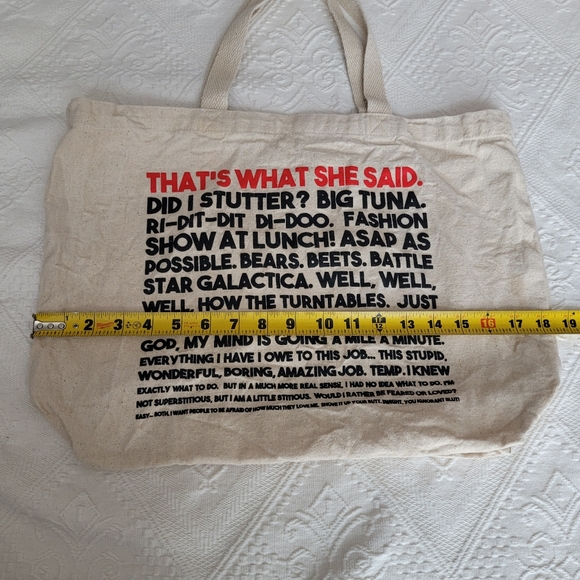 THE OFFICE GRAPHIC CHARACTER QUOTES TOTE BAG 100% COTTON REUSABLE NATURAL - Picture 13 of 14